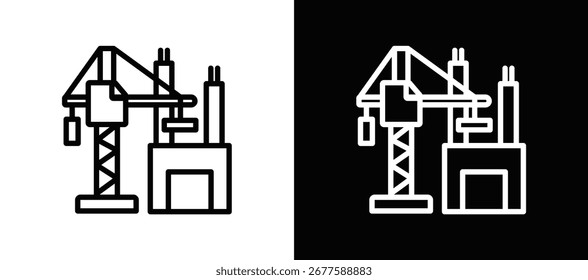 Construction Site Icon In Black And White Filled Style