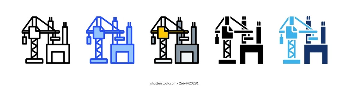 Colección del icono del sitio de construcción con múltiples estilos