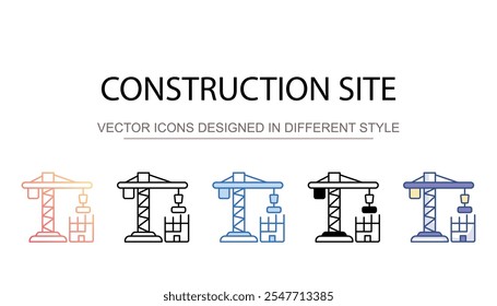 Design de ícone do local de construção com ilustração de estoque de fundo branco