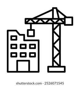 Ilustração do vetor da linha do ícone do Local de construção