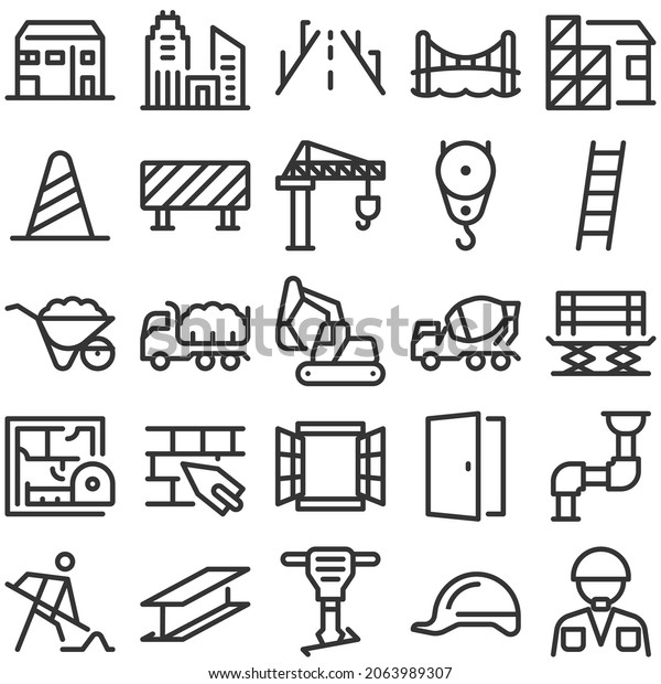 Construction site and
construction icon
set