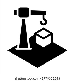 Construction Site Icon - Solid Black Glyph Icons For Building Architectural and Designs