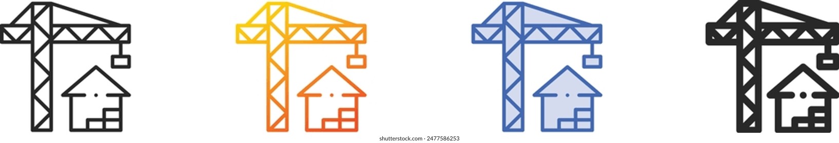 construction site icon.Thin Linear, Gradient, Blue Stroke and bold Style Design Isolated On White Background