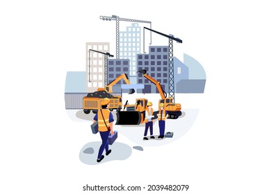 Construction site Illustration concept. Flat illustration isolated on white background.