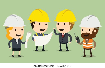 Construction Site Inspection, Vector illustration, Safety and accident, Industrial safety cartoon