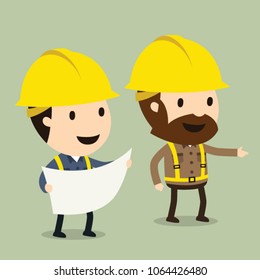 Construction Site Inspection, Vector illustration, Safety and accident, Industrial safety cartoon