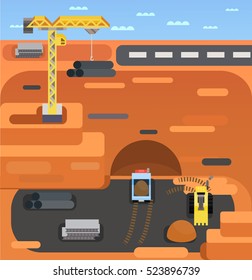 construction site isometric flat - building a house - vector flat illustration.