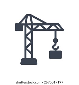 Construction Site Lifting Crane Icon Isolated On White Background 
