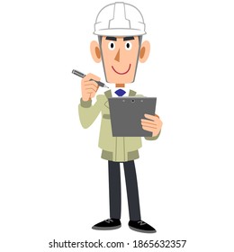Construction site construction man with clipboard and pen - Powered by Shutterstock - Get 15% off with code: PIKWIZARD15