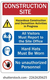 Construction site mandatory instruction sign and labels