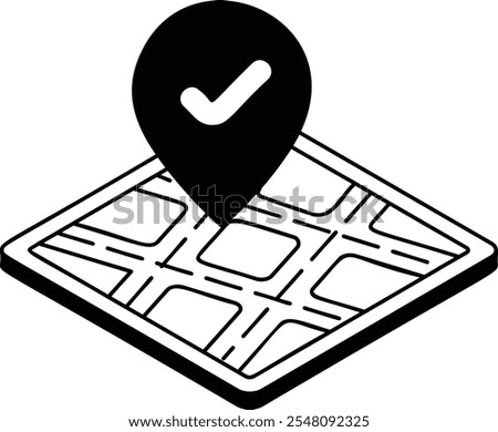 Construction Site Marker outline isometric vector, Handyman Services symbol, House Repairing sign, Civil Engineering Building Contractor illustration, Plot Location on Digital Map concept