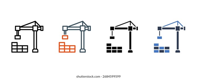Ilustração de vetor de estilo de ícone múltiplo do Site de Construção