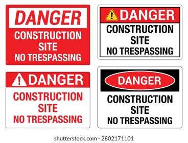 Construction Site No Trespassing Signage Label Sticker Badge Vector Illustration