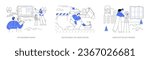 Construction site preparation abstract concept vector illustration set. Site boundary survey, geotechnical investigation, construction site grading, topographic measurement abstract metaphor.