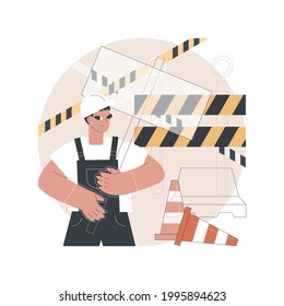 Construction Site Protection Abstract Concept Vector Illustration. Multi-surface Temporary Protection, Prevent Damage And Delays, Commercial Building And Construction Projects Abstract Metaphor.