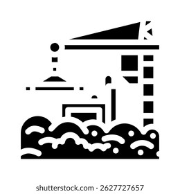 bouwplaats verhogen stofwolken glyph icon vector. bouwplaats verhogen stofwolken teken. geïsoleerd symbool illustratie
