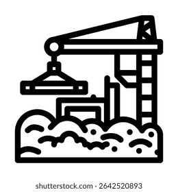 Bouwplaats Raising Dust Clouds Line Icon Vector. Bouwplaats Raising Dust Clouds Sign. Geïsoleerde contour Symbool Zwart Illustratie