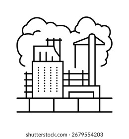 Sitio de construcción levantando nubes de Vector icono de línea. sitio de construcción levantando nubes de polvo signo. contorno aislado símbolo ilustración negra