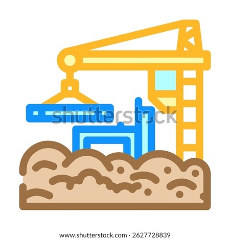 construction site raising dust clouds color icon vector. construction site raising dust clouds sign. isolated symbol illustration