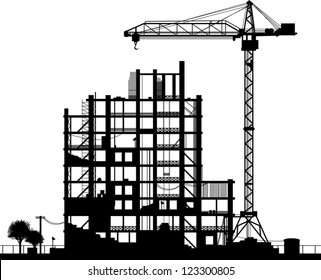 Construction Site Silhouette On White Background Stock Vector (Royalty ...