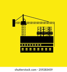 Construction site. A silhouette on a white background. Vector illustration.