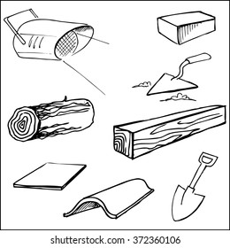 Construction site, simple vector line objects
