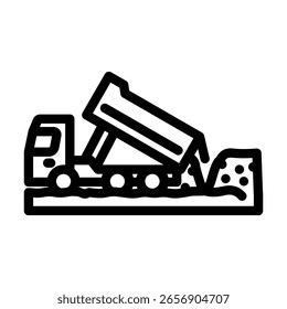 construction site soil dumping line icon vector. construction site soil dumping sign. isolated contour symbol black illustration