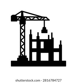 Construction Site Solid Silhouette Icon