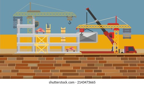 Un lugar de construcción rodeado por una pared de ladrillos y dentro de la pared hay muchos equipos pesados para construir edificios de altura.