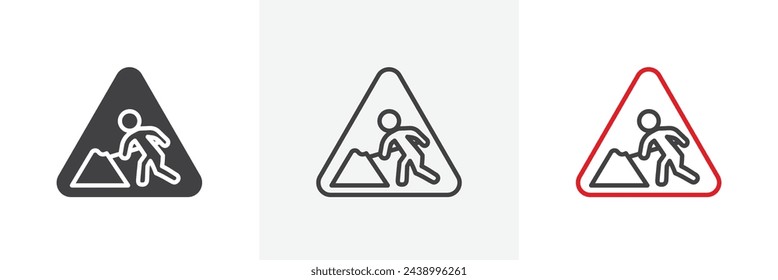 Construction Site Traffic Caution. Roadwork Progress Warning Sign. Under Construction Alert