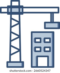 Ícone vetorial do local de construção com fundo transparente. Design de cor azul alterável.