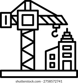 Construction Site Vector Line Icon Style