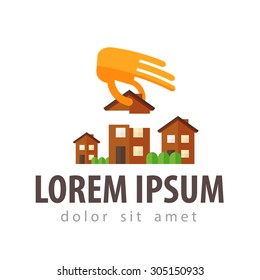 construction site vector logo design template. build or builder, developer, house icon