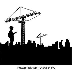 construction site vector silhouette illustration