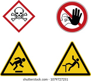  construction site warning sign , toxic, stop and caution symbols