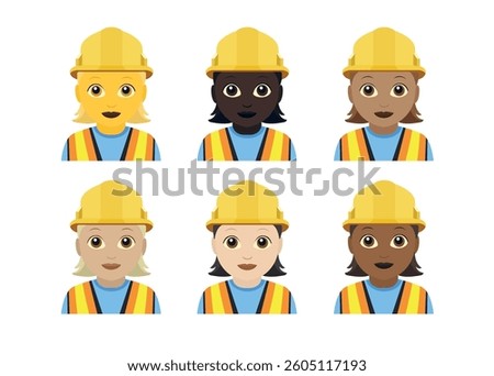 Construction site worker safety vest helmet person illustration emoji character