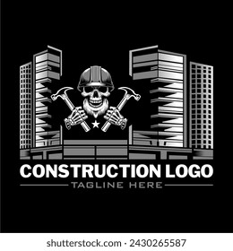 ilustración de calavera de construcción para su logotipo