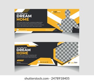 Construction  social media  banner post cover template