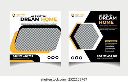 Construction  social media  banner post cover template