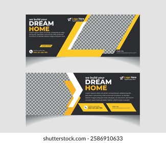 Construction social media banner post cover template