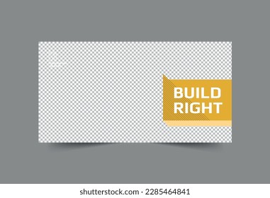 Construction Social Media Banner template. Marketing Materials | Post, Cover | Instant Download, Editable Design