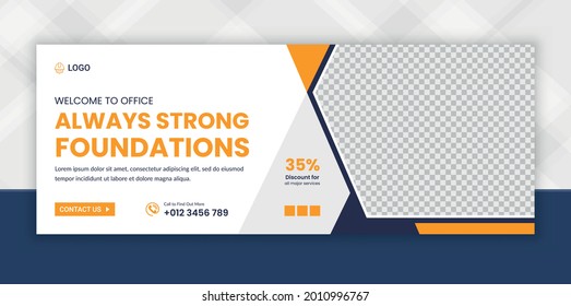 Construction social media and Digital marketing cover vector template, advertising design, social media timeline banner post