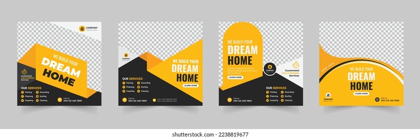 Construction social media post banner, Plumber Service Social Media web banner, home repair social media post design, renovation Handyman home repair banner