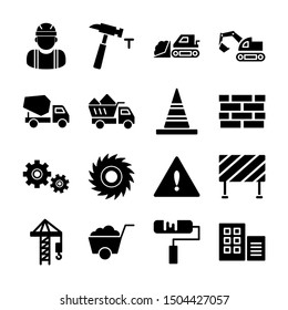 construction solid icons vector design