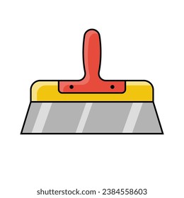 Construction spatula linear color icon. Isolated on white background. Cement trowel. Putty knife, tools for construction and repair. Home handyman equipment. Vector illustration flat design. 