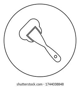 Construction spatula spreading mortar Working tools Manufacturing equipment Plasterer Stucco putty icon in circle round outline black color vector illustration flat style image