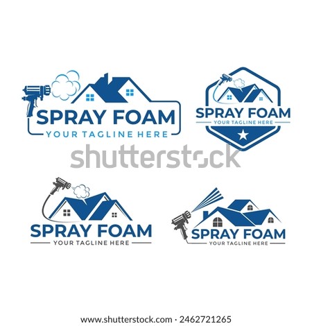 Construction spray foam Insulation logo element. Vector illustration of construction foam pack bundle