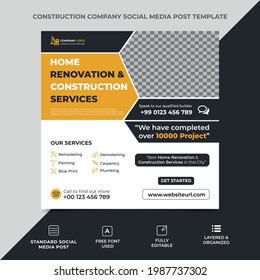 construction square banner design, an image can be placed in the template, eps 10. vector