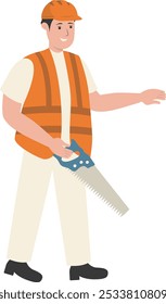 Ilustração do trabalhador da construção civil. Caractere vetor isolado com estilo de desenho animado plano.