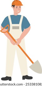 Ilustración del trabajador de la construcción. Personaje de Vector aislado con estilo plano de dibujos animados.